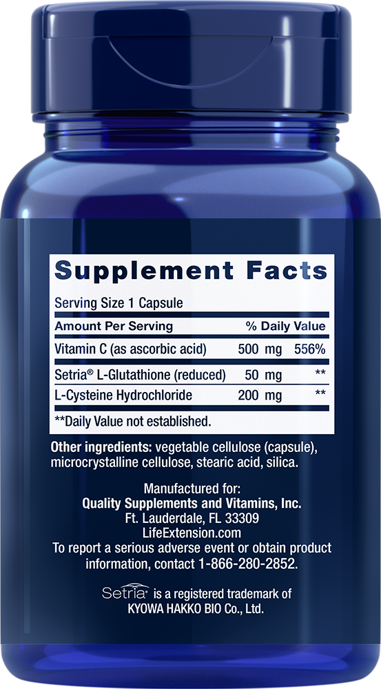 Glutathione, Cysteine & C, 100 Cápsulas - newfoodsbr