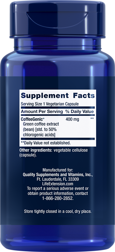CoffeeGenic® Green Coffee Extract, 400 mg, 90 Cápsulas Vegetarianas - newfoodsbr
