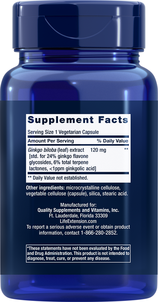 Ginkgo Biloba Certified Extract™, 120 mg, 365 Cápsulas Vegetarianas - newfoodsbr