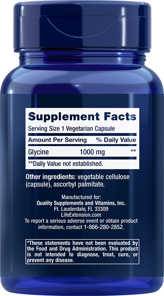 Glycine, 1000 mg, 100 Cápsulas Vegetarianas - newfoodsbr