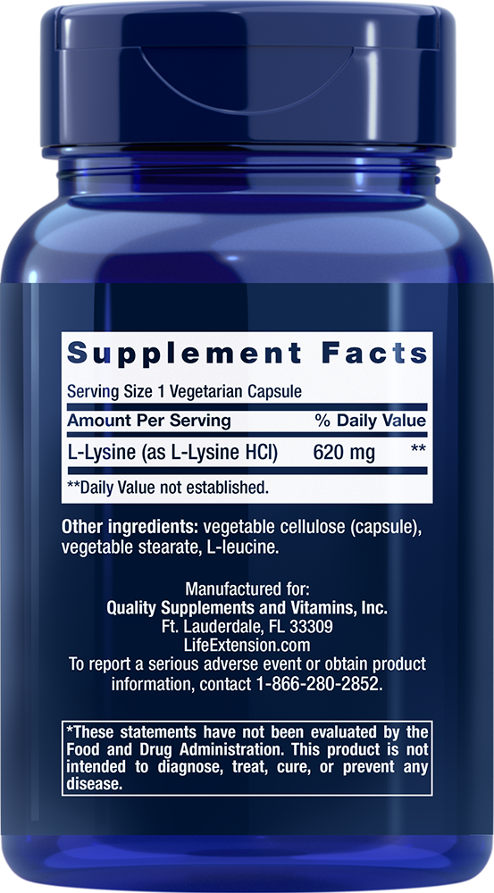 L-Lysine, 620 mg, 100 Cápsulas Vegetarianas - newfoodsbr