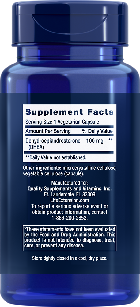 DHEA, 100 mg, 60 Cápsulas Vegetarianas - newfoodsbr