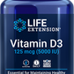 Vitamina D3, 125 mcg (5000 IU), 60 Softgels - Life Products Br