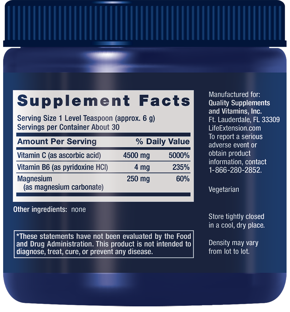 Effervescent Vitamin C Magnesium Crystals, 180 Gramas - newfoodsbr
