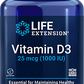 Vitamin D3, 25 mcg (1000 IU), 90 Softgels - Life Products Br