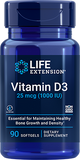 Vitamin D3, 25 mcg (1000 IU), 90 Softgels - Life Products Br
