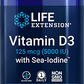 Vitamin D3 with Sea-Iodine™, 125 mcg (5000 IU), 60 Cápsulas - Life Products Br