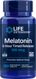 Melatonina 6 Hour Timed Release, 300 mcg, 100 Comprimidos Vegetarianos
