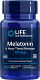 Melatonina, 6 Horas Timed Release, 750 mcg, 60 Cápsulas Vegetarianas