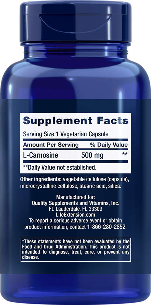 Carnosine, 500 mg, 60  Cápsulas Vegetarianas - newfoodsbr