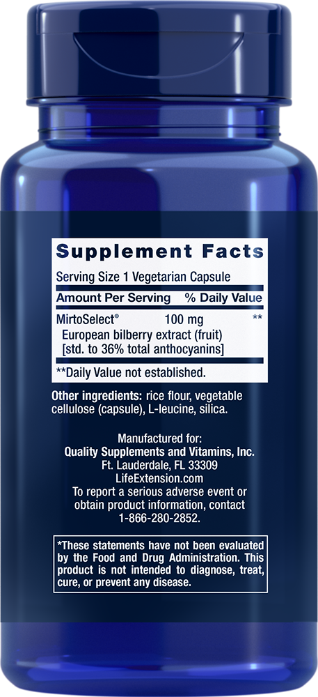 Standardized European Bilberry Extract, 100 mg, 90 Cápsulas Vegetarianas - newfoodsbr