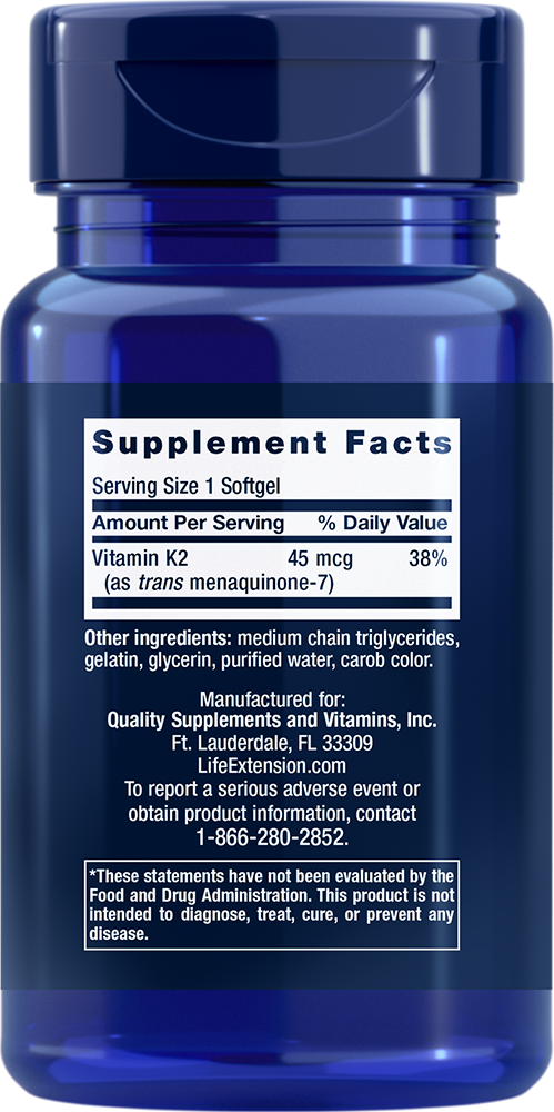 Low Dose Vitamin K2, 45 mcg, 90 Softgels - newfoodsbr