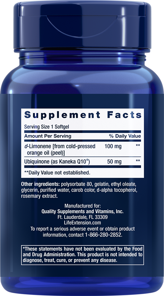 Super-Absorbable CoQ10 (Ubiquinone) with d-Limonene, 50 mg, 60 Softgels - newfoodsbr