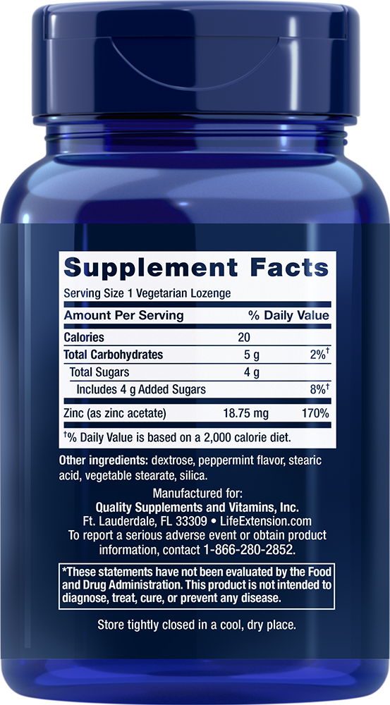 Enhanced Zinc Lozenges (Hortelã), 30 Lozenges Vegetarianos - newfoodsbr
