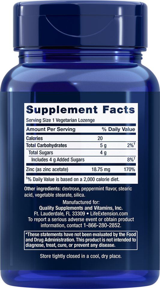 Enhanced Zinc Lozenges (Hortelã), 30 Lozenges Vegetarianos - newfoodsbr