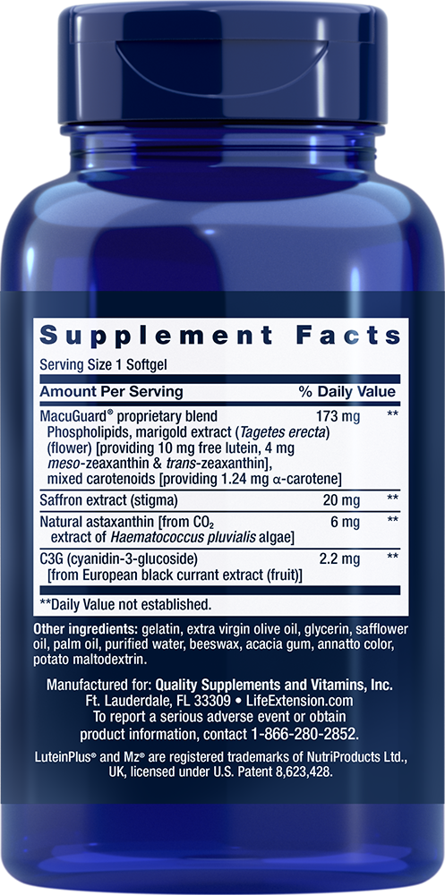 MacuGuard® Ocular Support with Saffron & Astaxanthin, 60 Softgels - newfoodsbr