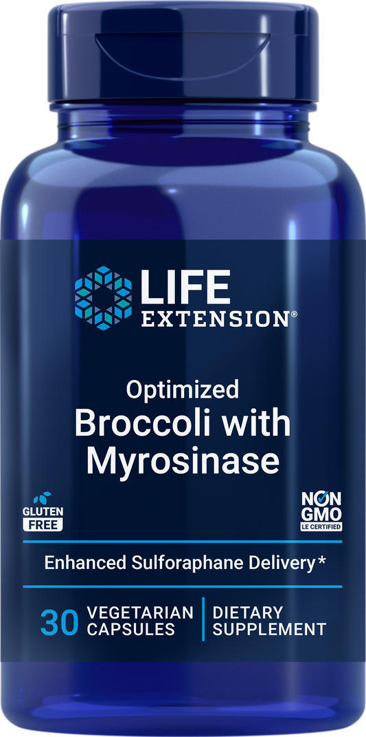 Brócolis otimizado com mirosinase, 30 cápsulas vegetais