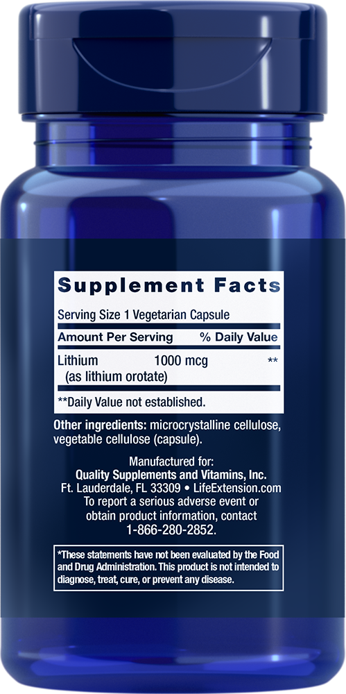 Lithium, 1000 mcg, 100 Cápsulas - newfoodsbr