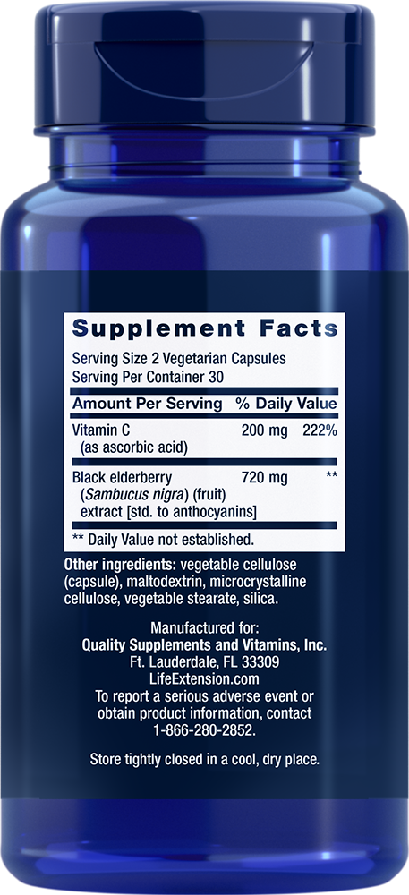 Black Elderberry + Vitamin C, 60 Cápsulas Vegetarianas - newfoodsbr
