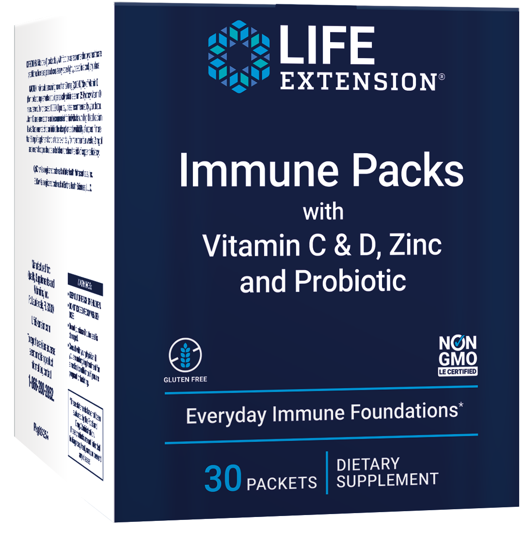 Immune Packs Com Vitaminas C & D, Zinco e Probióticos, 30 Saches
