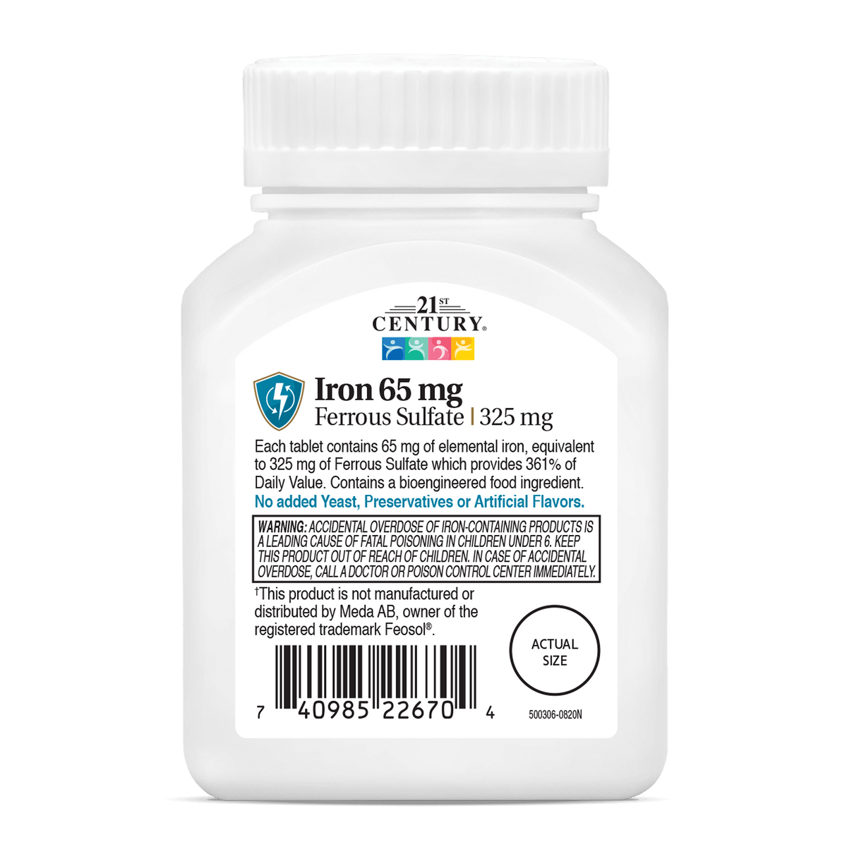 Ferro 65mg — 21st Century, 120 Comprimidos