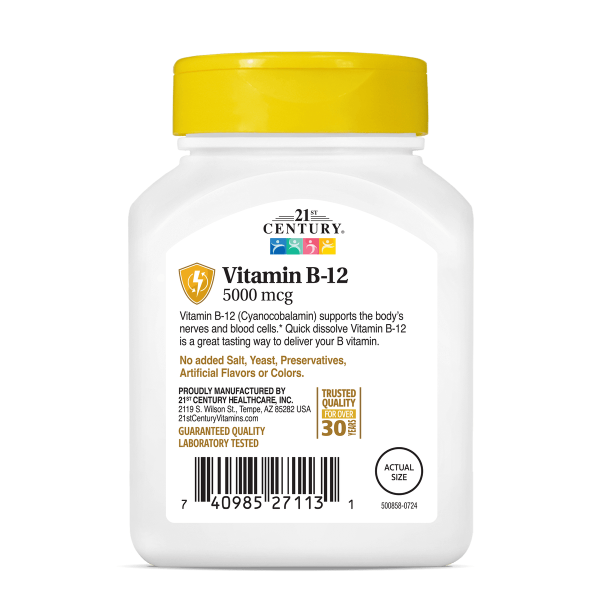 Vitamina B-12 5.000mcg Sublingual (Cereja) — 21st Century, 110 Comprimidos