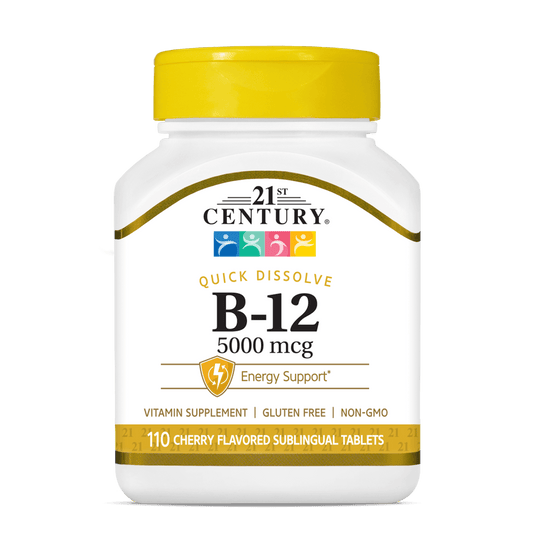 Vitamina B-12 5.000mcg Sublingual (Cereja) — 21st Century, 110 Comprimidos