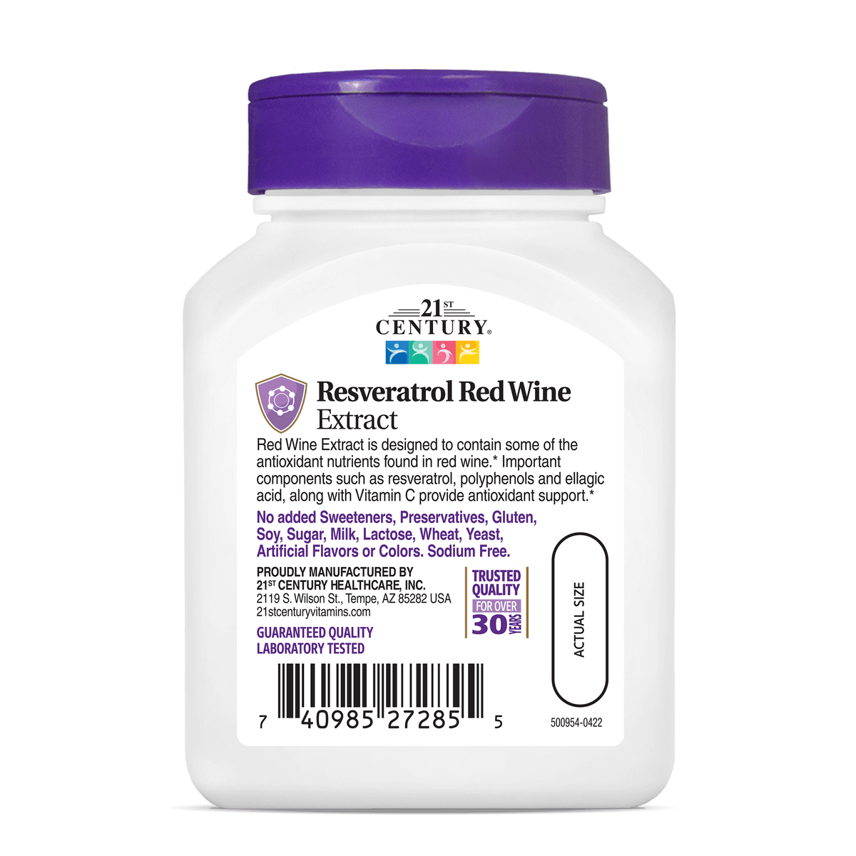 Resveratrol Red Wine Extract — 21st Century, 90 Cápsulas