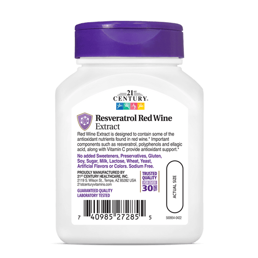 Resveratrol Red Wine Extract — 21st Century, 90 Cápsulas