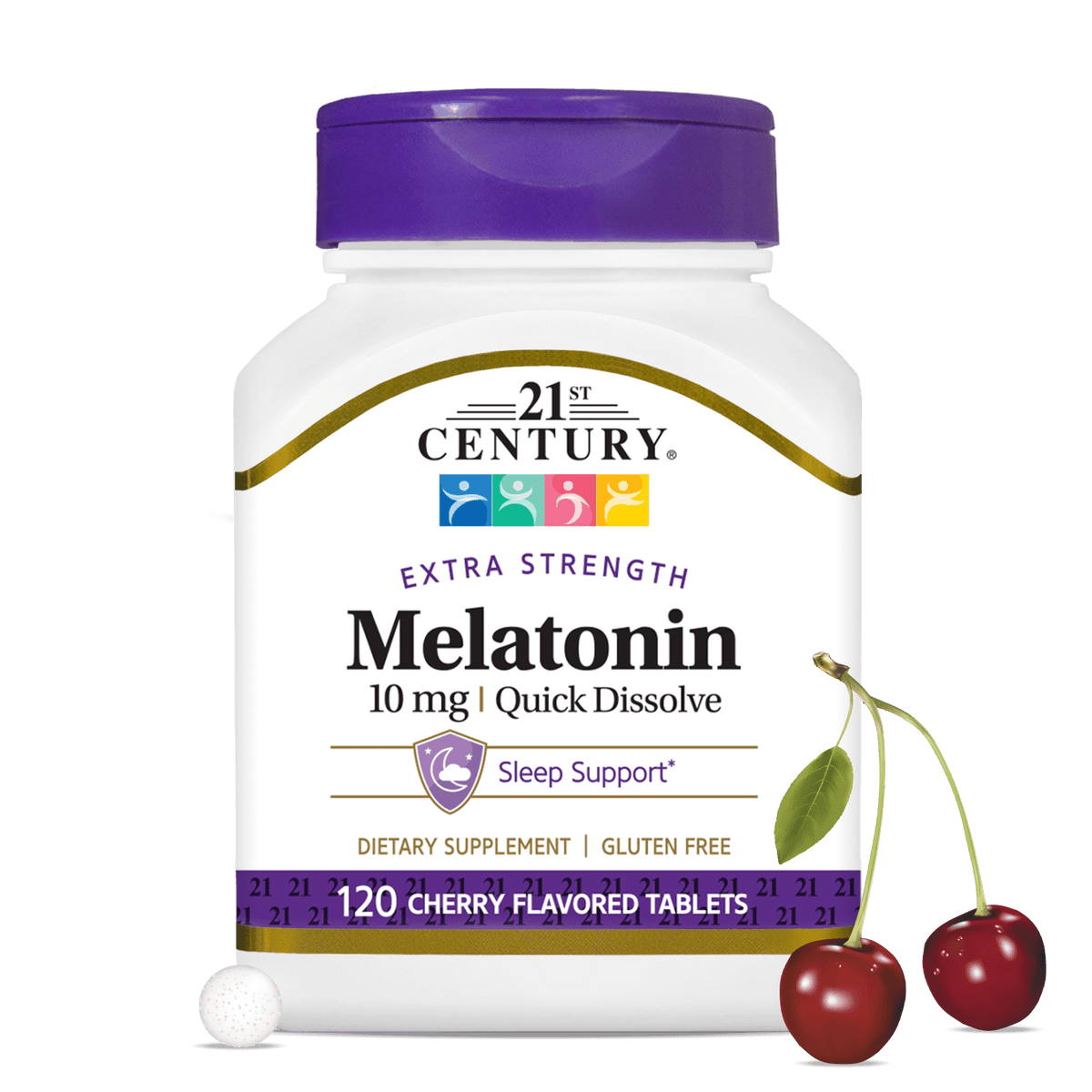 Melatonina 10mg Dissolução Rápida (Cereja) — 21st Century, 120 Comprimidos
