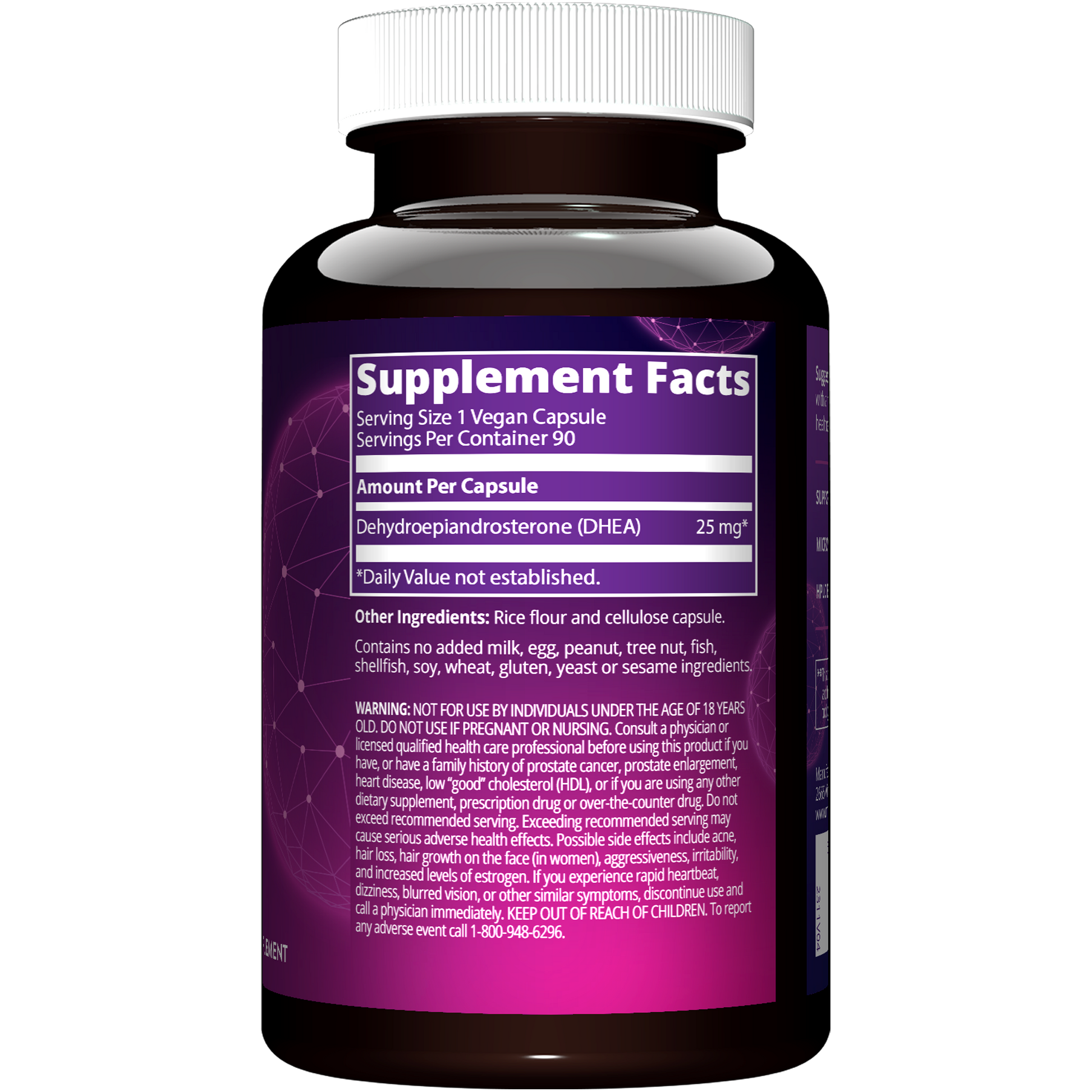 Tabela nutricional DHEA 25mg MRM Nutrition