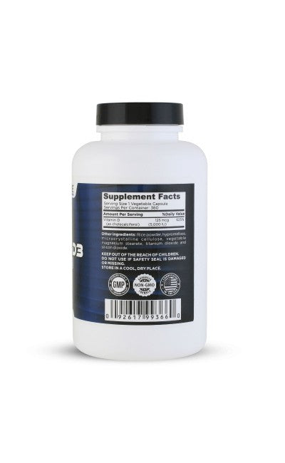 Vitamina D3 5.000 UI Vegana — Proline Vitamins, 360 Cápsulas Vegetais