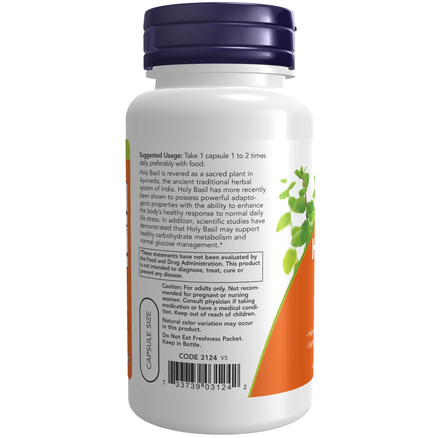 Extrato de Manjericão Sagrado, 500 mg, 90 Cápsulas Vegetarianas