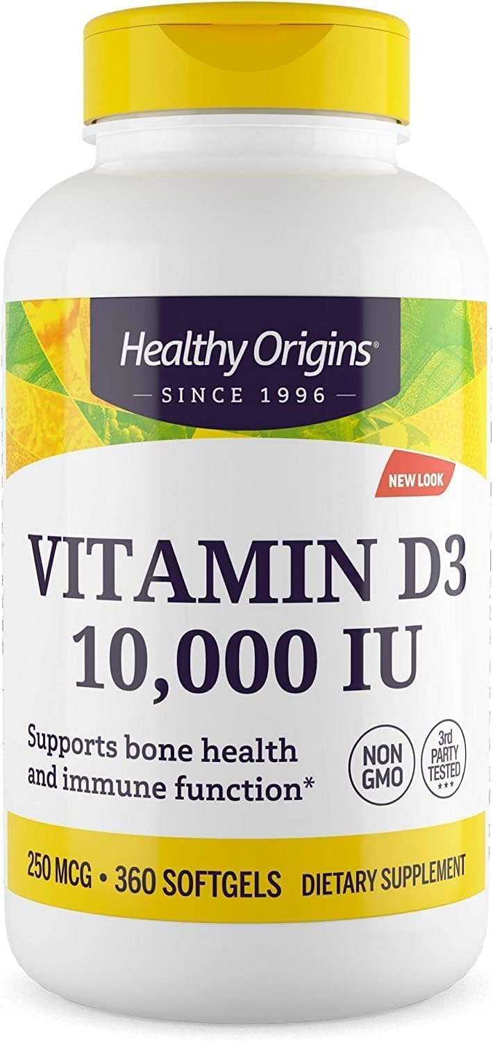 Vitamina D3 10.000 UI, 360 Cápsulas Softgel - Healthy Origins