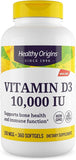 Vitamina D3 10.000 UI, 360 Cápsulas Softgel - Healthy Origins