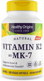 Vitamina K2 como MK-7 100 mcg 180 Cápsulas Softgel Vegetais, Healthy Origins