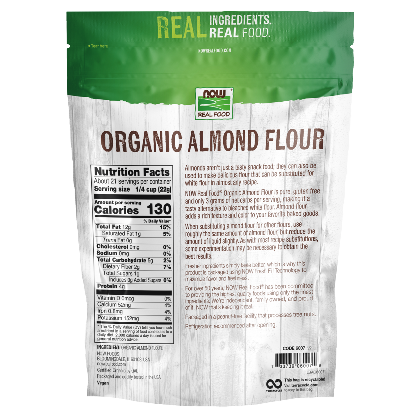 Farinha de Amêndoa, Orgânica, (454 g)