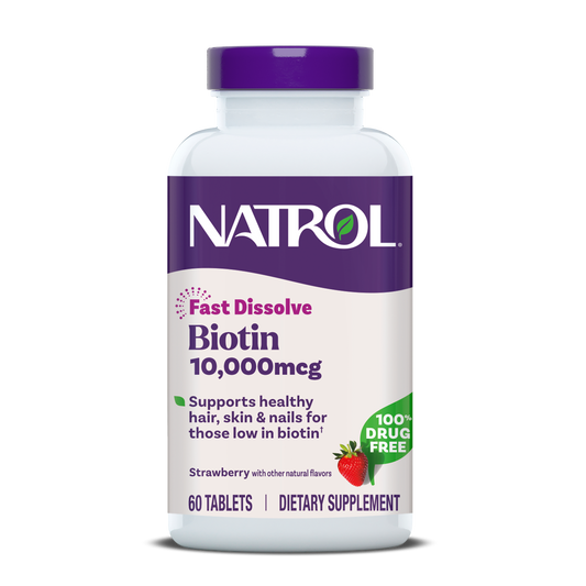 Biotina 10.000mcg Dissolução Rápida — Natrol, 60 Tabletes