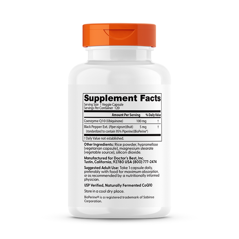 CoQ10 Alta Absorção 100mg com BioPerine — Doctor's Best, 120 Cápsulas Vegetarianas