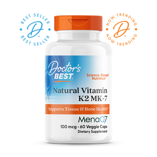Vitamina K2 MK-7 100mcg (MenaQ7) — Doctor's Best, 60 Cápsulas Vegetarianas