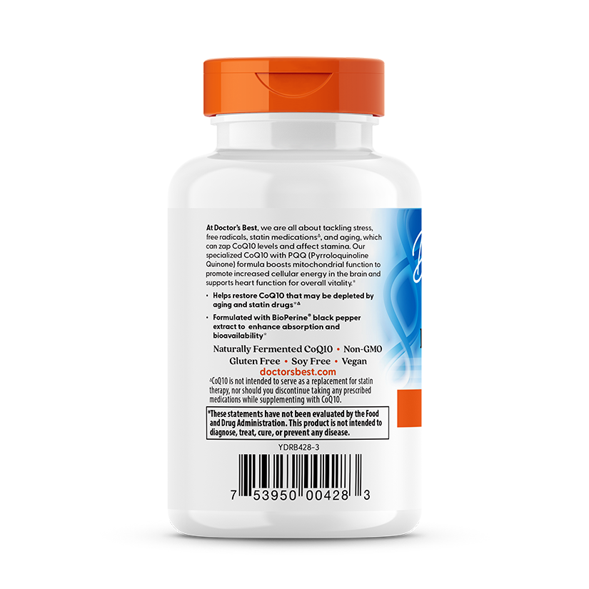 CoQ10 100mg + PQQ 20mg com BioPerine — Doctor's Best, 60 Cápsulas Vegetarianas