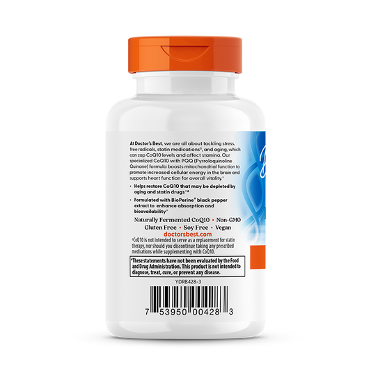 CoQ10 100mg + PQQ 20mg com BioPerine — Doctor's Best, 60 Cápsulas Vegetarianas
