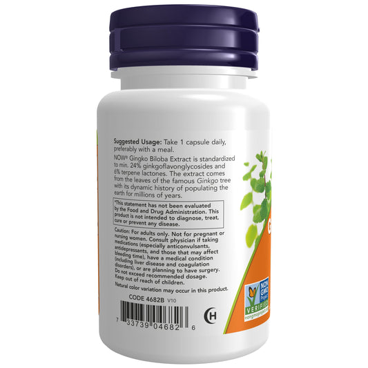 Ginkgo Biloba, Força Dupla 120 mg, 50 Cápsulas Vegetarianas