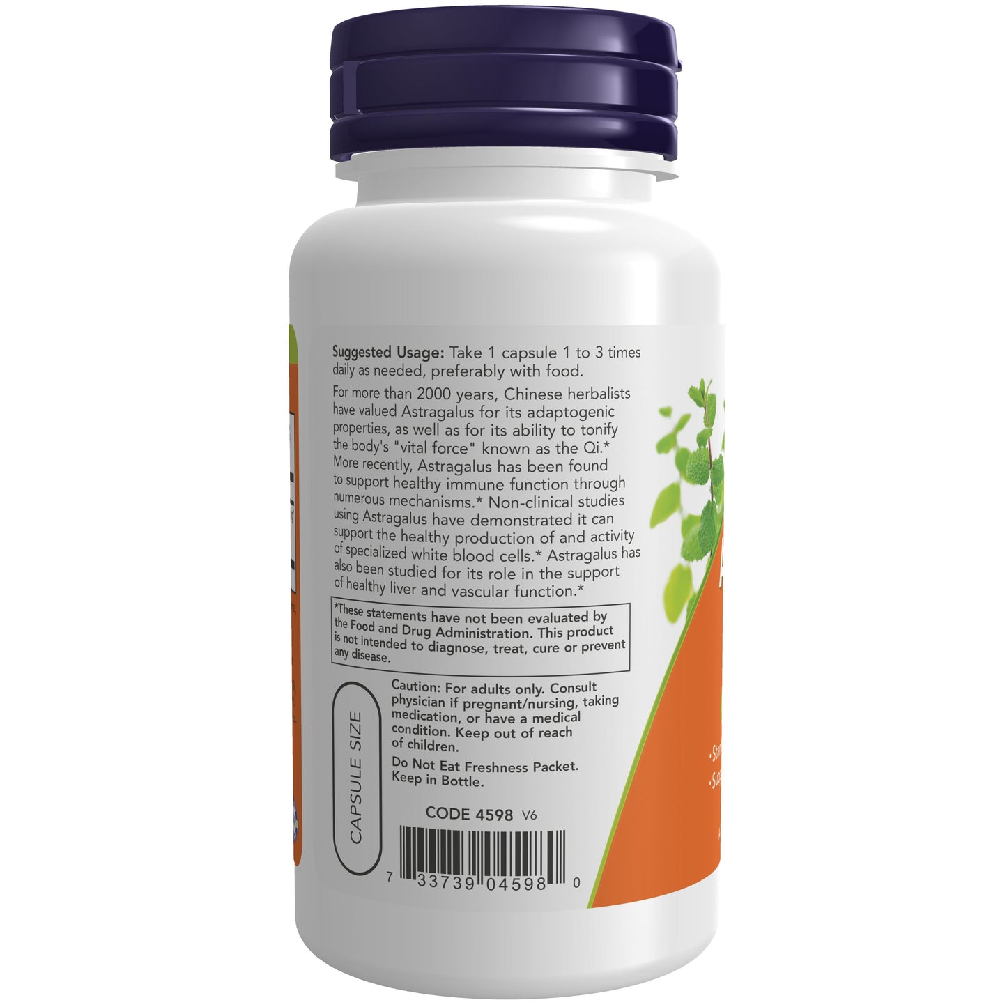 Extrato de Astragalus 500 mg, 90 Cápsulas Vegetarianas