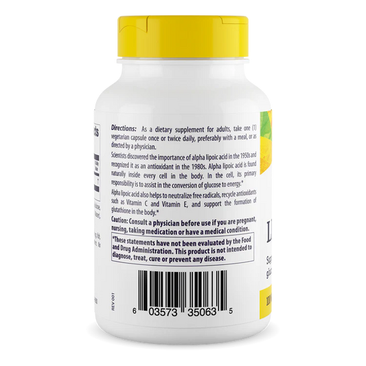 Ácido Alfa Lipóico, 100 mg, 120 Cápsulas Vegetarianas - Healthy Origins