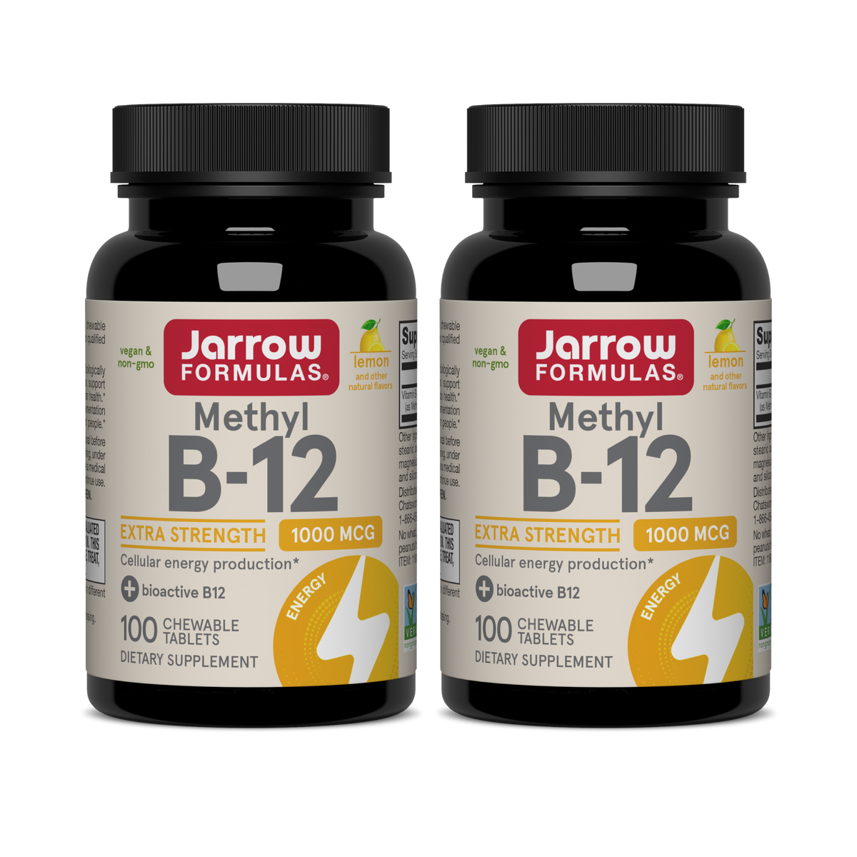 Metil B-12 Força Extra 1.000mcg (Limão) — Jarrow Formulas, 100 Comprimidos Mastigáveis