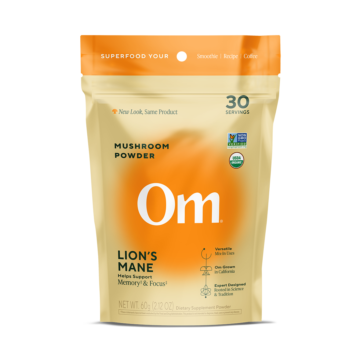 Lion's Mane (Juba-de-Leão) Pó Orgânico — Om Mushrooms, 100g