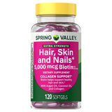 Cabelo, Pele e Unhas Força Extra com Biotina 5.000mcg — Spring Valley, 120 Softgels