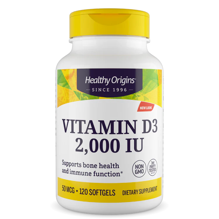 Vitamina D3 (com óleo MCT) 2.000 UI 120 Cápsulas Gelatinosas, Healthy Origins