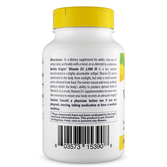 Vitamina D3 (com óleo MCT) 2.000 UI 120 Cápsulas Gelatinosas, Healthy Origins